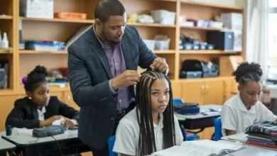 Teacher Students Unbraiding Hair