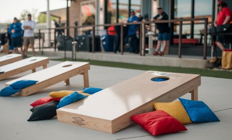 how far apart are cornhole boards